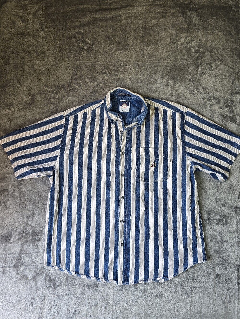 Vintage Coliseum Jeans Striped Button Up Shirt Size 2XL